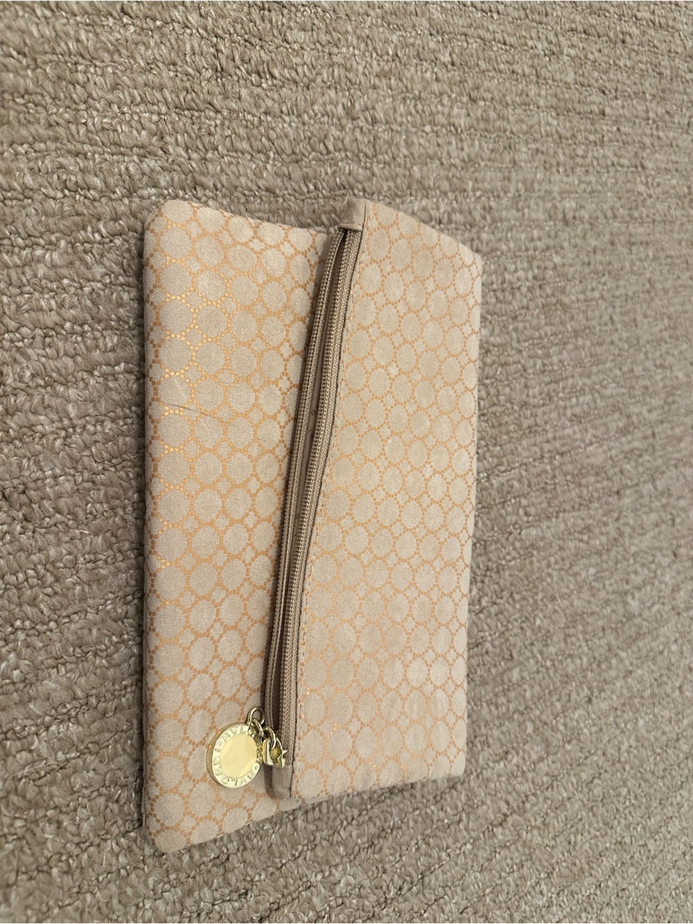 Bulgari Beige & Gold Patterned Cosmetic Pouch
